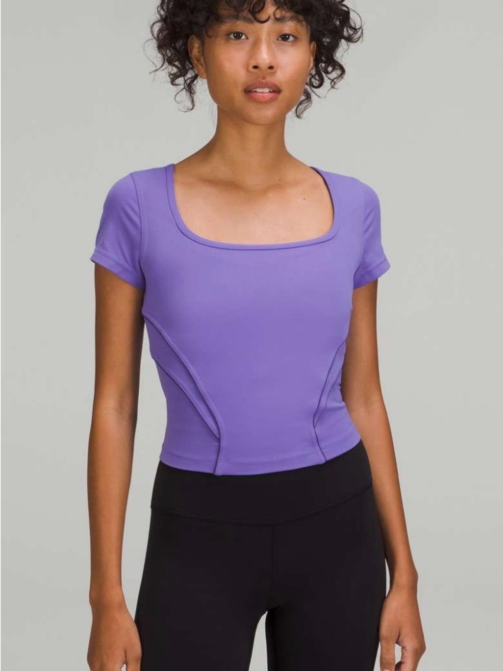 Lululemon Square Neck Mesh and Nulu Yoga T-Shirt in Charged Indigo | Size Small